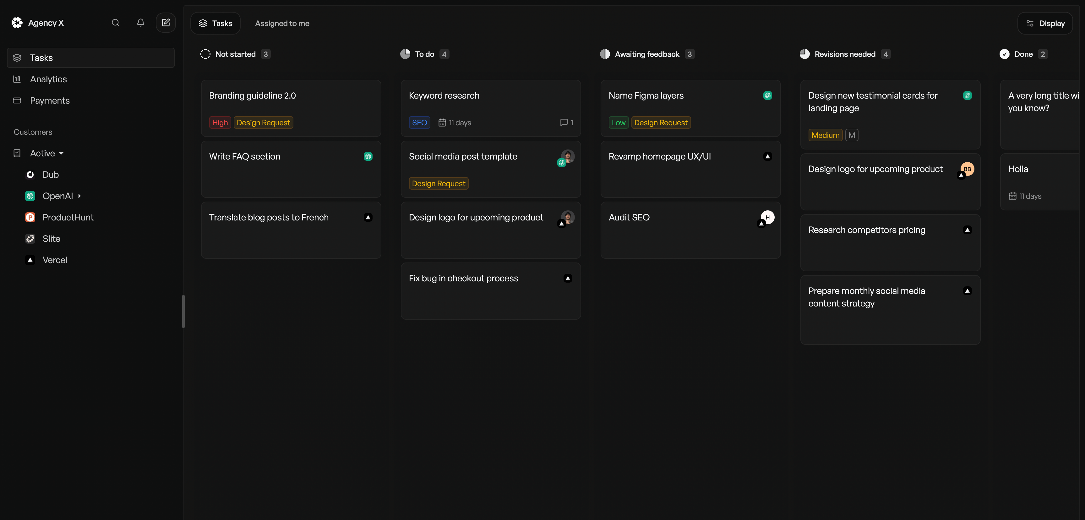 Orchestra dashboard